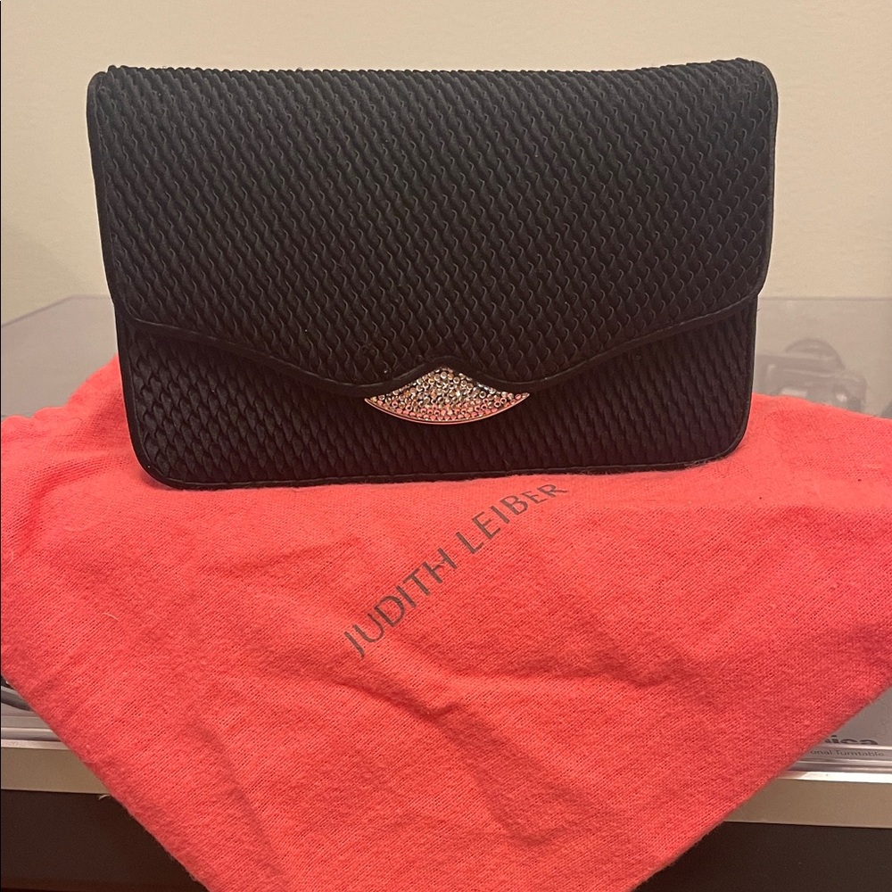 Judith Leiber Black Textured Clutch